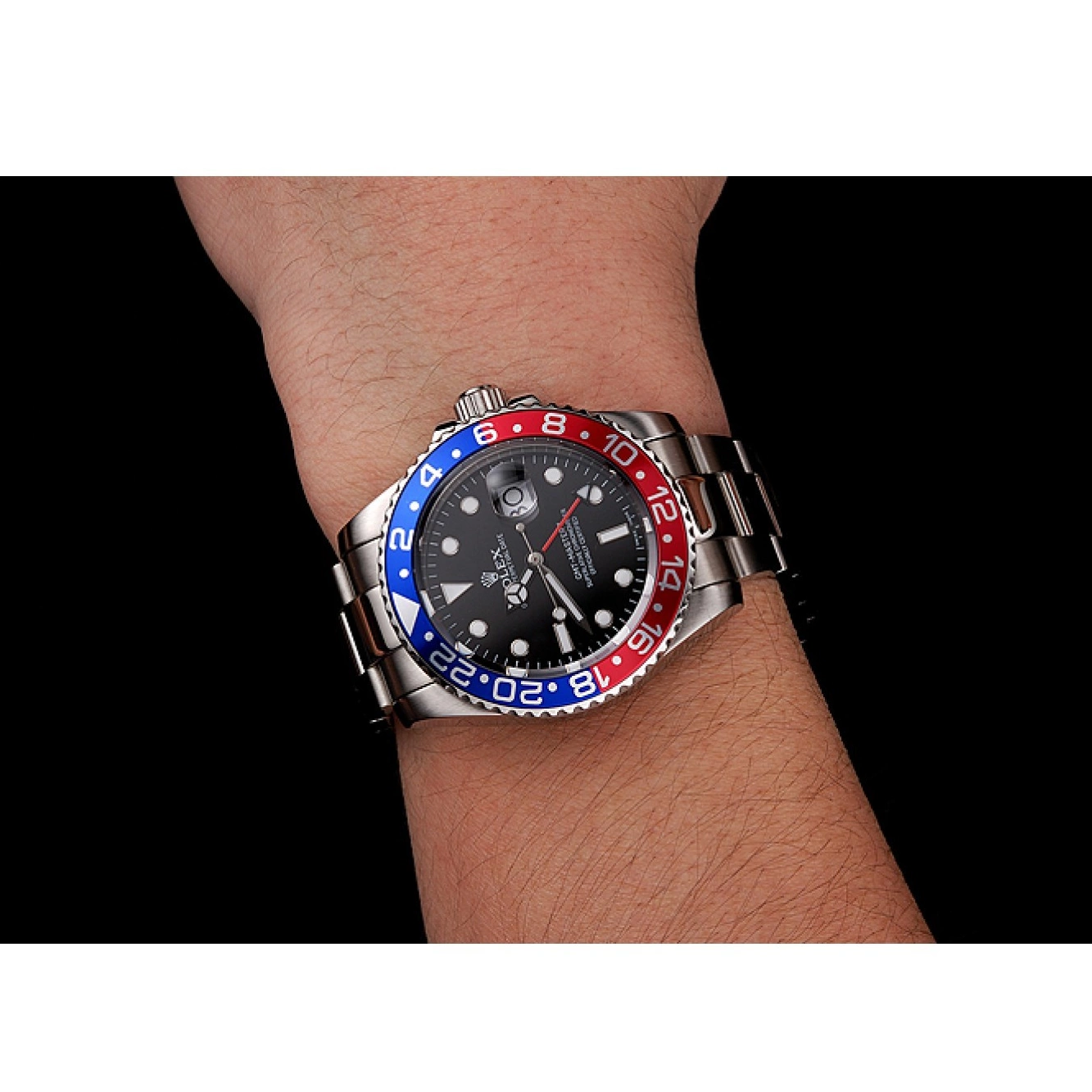 Best AAA Replica Sites Case Stainless GMT Steel Rolex Black Swiss Pepsi Dial And Bracelet II Master 1453751 Bezel 0817